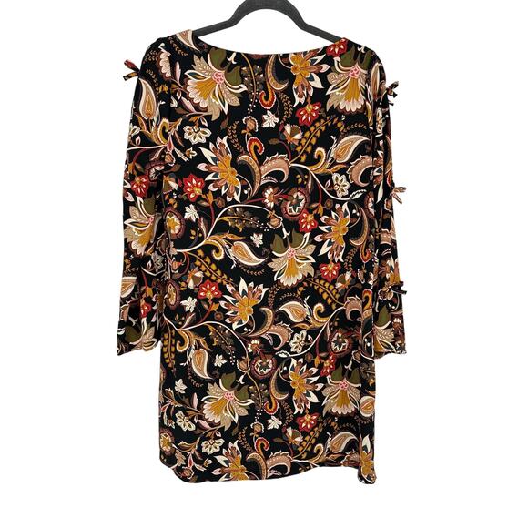 Cynthia Rowley Floral Dress Black Brown Floral Print Bows Bohemian Indie Size S - Picture 2 of 8